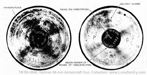 [Figure 73. German 88-mm Cartridge Cases — Base End Views]